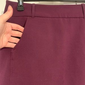 Plum Pencil Skirt With Pockets